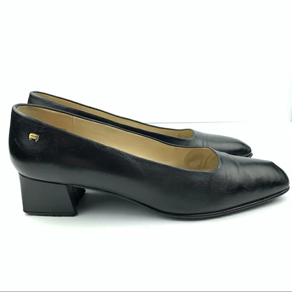 Etienne Aigner womens heels sz 8.5 Astoria black leather 80s 90s vintage